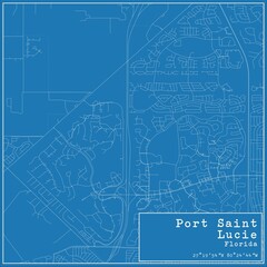 Blueprint US city map of Port Saint Lucie, Florida.