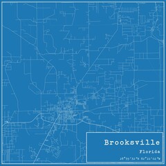Blueprint US city map of Brooksville, Florida.
