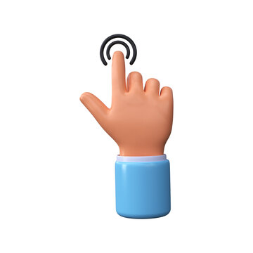 3d Computer mouse cursor pointer icon. Clicking the cursor with your hand