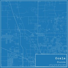 Fototapeta premium Blueprint US city map of Ocala, Florida.