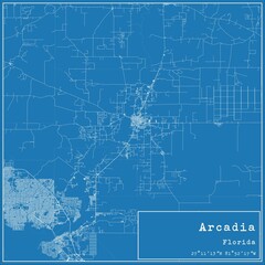 Fototapeta premium Blueprint US city map of Arcadia, Florida.