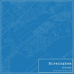Fototapeta premium Blueprint US city map of Birmingham, Alabama.