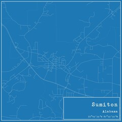 Blueprint US city map of Sumiton, Alabama.