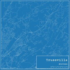Blueprint US city map of Trussville, Alabama.