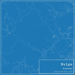 Blueprint US city map of Mulga, Alabama.