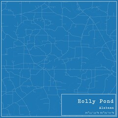 Blueprint US city map of Holly Pond, Alabama.