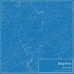 Blueprint US city map of Hayden, Alabama.