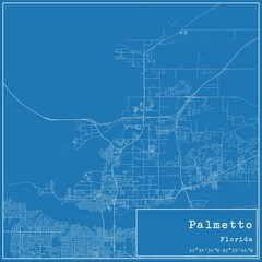 Blueprint US city map of Palmetto, Florida.