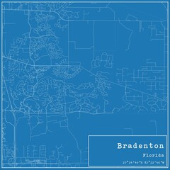 Blueprint US city map of Bradenton, Florida.