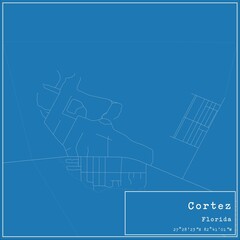 Blueprint US city map of Cortez, Florida.
