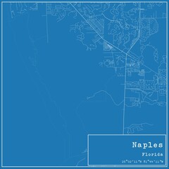 Blueprint US city map of Naples, Florida.