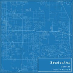 Blueprint US city map of Bradenton, Florida.