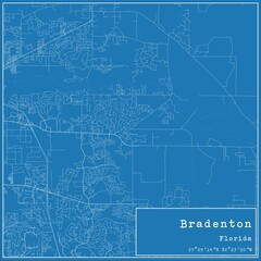 Blueprint US city map of Bradenton, Florida.
