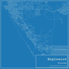 Blueprint US city map of Englewood, Florida.