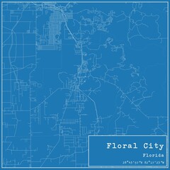 Blueprint US city map of Floral City, Florida.