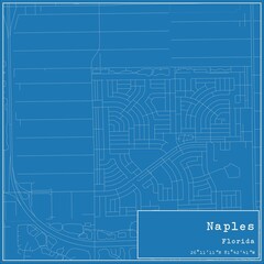 Blueprint US city map of Naples, Florida.