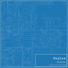 Blueprint US city map of Naples, Florida.