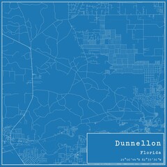 Blueprint US city map of Dunnellon, Florida.