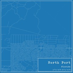 Blueprint US city map of North Port, Florida.