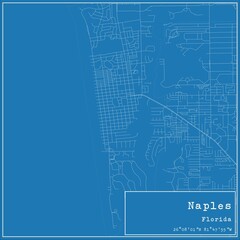Blueprint US city map of Naples, Florida.