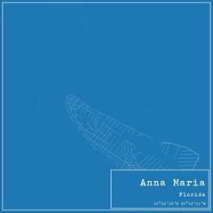 Blueprint US city map of Anna Maria, Florida.