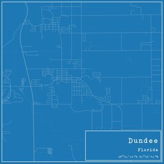 Blueprint US city map of Dundee, Florida.