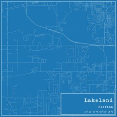Fototapeta premium Blueprint US city map of Lakeland, Florida.