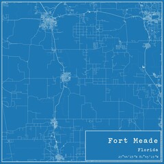 Fototapeta premium Blueprint US city map of Fort Meade, Florida.