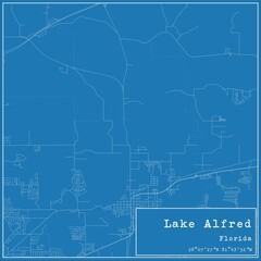 Fototapeta premium Blueprint US city map of Lake Alfred, Florida.