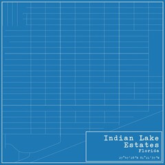 Blueprint US city map of Indian Lake Estates, Florida.