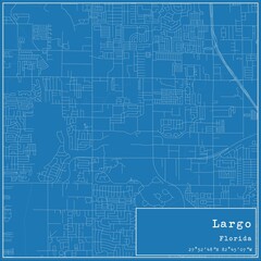 Blueprint US city map of Largo, Florida.