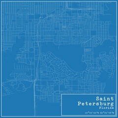 Blueprint US city map of Saint Petersburg, Florida.