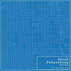 Blueprint US city map of Saint Petersburg, Florida.