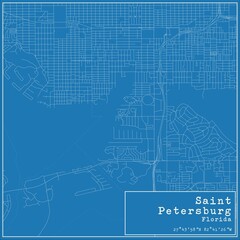 Blueprint US city map of Saint Petersburg, Florida.