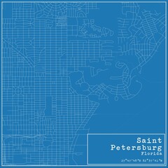 Blueprint US city map of Saint Petersburg, Florida.