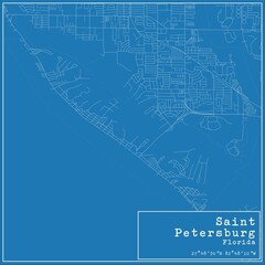 Blueprint US city map of Saint Petersburg, Florida.
