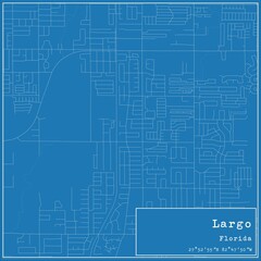 Blueprint US city map of Largo, Florida.