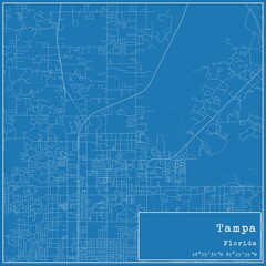 Fototapeta premium Blueprint US city map of Tampa, Florida.