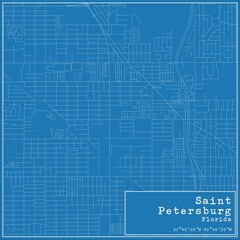 Blueprint US city map of Saint Petersburg, Florida.
