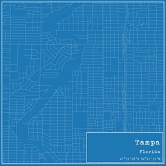 Fototapeta premium Blueprint US city map of Tampa, Florida.