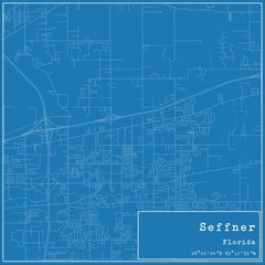 Blueprint US city map of Seffner, Florida.