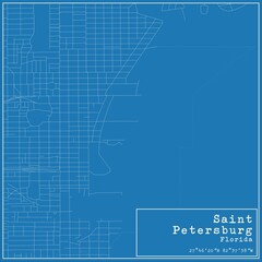 Blueprint US city map of Saint Petersburg, Florida.