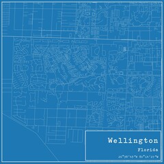 Blueprint US city map of Wellington, Florida.