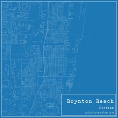 Blueprint US city map of Boynton Beach, Florida.