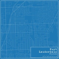 Blueprint US city map of Fort Lauderdale, Florida.