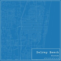 Blueprint US city map of Delray Beach, Florida.