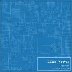 Blueprint US city map of Lake Worth, Florida.