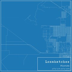 Blueprint US city map of Loxahatchee, Florida.