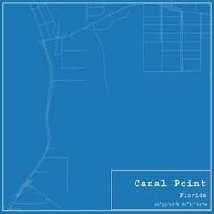 Blueprint US city map of Canal Point, Florida.
