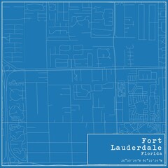 Blueprint US city map of Fort Lauderdale, Florida.